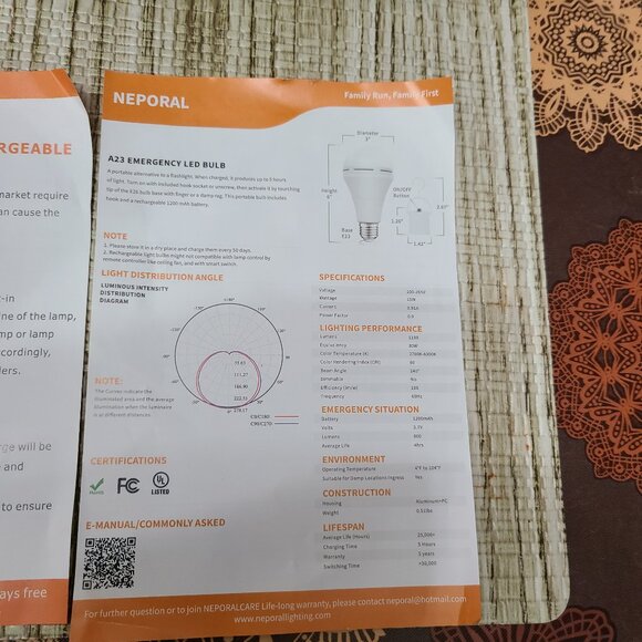 Neporal 4-Pack Light Bulbs Daily Use or Backup Emergency Use - Picture 8 of 11